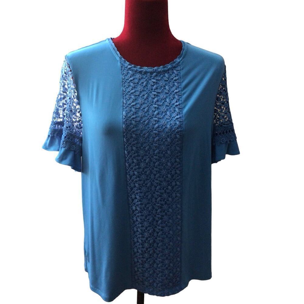 New Karl Lagerfeld Blue lace top sz Large